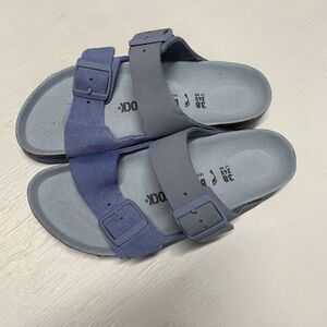 BIRKENSTOCK ARIZONA SPLIT NUBUCK LEATHER & SUEDE DUSTY BLUE  38 Narrow